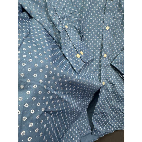Croft & Barrow Men's Easy Care Classic Fit Blue Floral Dress Shirt 17.5 32/33 - Picture 9 of 14